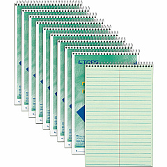 TOPS Steno Books 80 Sheets - Wire Bound - Gregg Ruled Margin - 6" x 9" Sheet Size - Green Tint Paper - Snag Resistant, Acid-free, Heavyweight - 12 / Dozen (8021DZ)