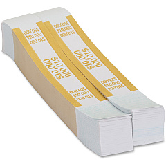 PAP-R Currency Straps 1.25" Width - Self-sealing, Self-adhesive, Durable - 20 lb Basis Weight - Kraft - White, Yellow - 1000 / Pack (410000)