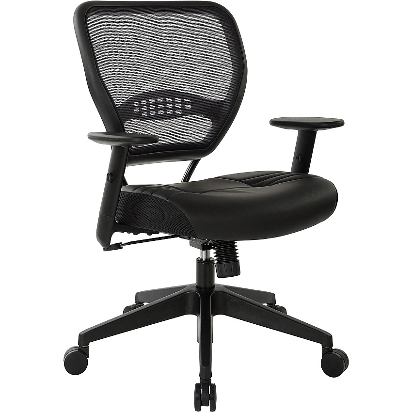 Office Star Professional Dark Air Grid Back Managers Chair Leather Seat Material - 5-star Base - Black - 1 Each (5700E)
