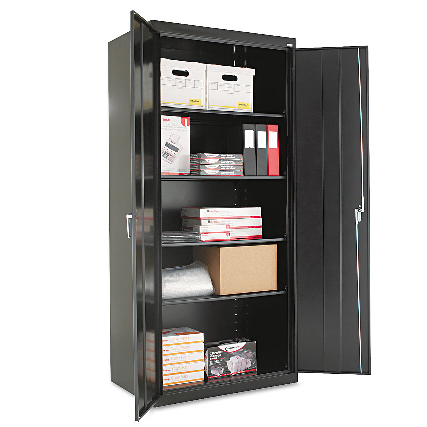 Alera Assembled 78" High Heavy-Duty Welded Storage Cabinet, Four Adjustable Shelves, 36w x 24d, Black (ALECM7824BK)