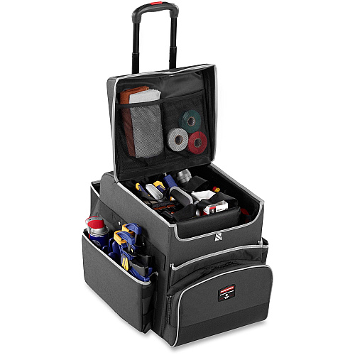 Rubbermaid Commercial Small Executive Quick Cart Telescopic Handle - 30 lb Load Capacity - Aluminum, Polyester, Teflon, Polypropylene - 16.50" Length x 14.30" Width x 17" Height - Dark Gray - 1 Each (1902467)