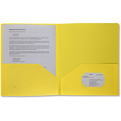 Business Source Letter Portfolio 8 1/2" x 11" - 30 Sheets Capacity - 2 Pocket - Yellow - Durable, Spill Resistant, Wear Resistant, Card Holder - 1 Each (BSN20878)