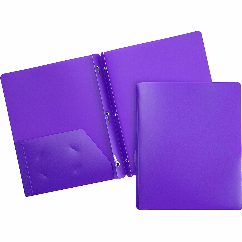 Business Source Letter Portfolio 8 1/2" x 11" - 50 Sheets Capacity - 3 x Prong Fastener - 2 Pocket - Purple - 1 Each (BSN20885)