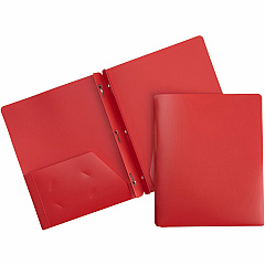 Business Source Letter Portfolio 8 1/2" x 11" - 50 Sheets Capacity - 3 x Prong Fastener - 2 Pocket - Red - 1 Each (BSN20887)