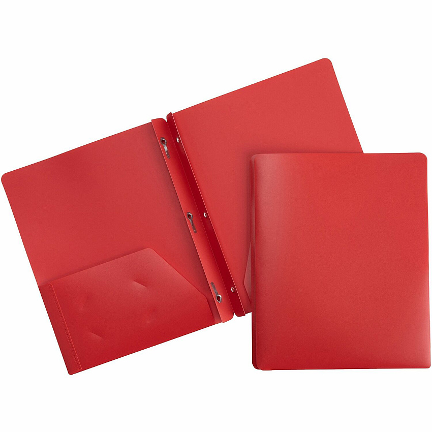 Business Source Letter Portfolio 8 1/2" x 11" - 50 Sheets Capacity - 3 x Prong Fastener - 2 Pocket - Red - 1 Each (BSN20887)