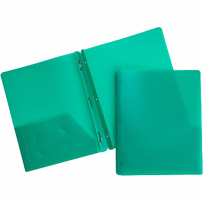Business Source Letter Portfolio 8 1/2" x 11" - 50 Sheets Capacity - 3 x Prong Fastener - 2 Pocket - Green - Durable, Spill Resistant, Wear Resistant, Card Holder - 1 Each (BSN20888)