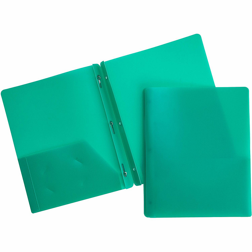 Business Source Letter Portfolio 8 1/2" x 11" - 50 Sheets Capacity - 3 x Prong Fastener - 2 Pocket - Green - Durable, Spill Resistant, Wear Resistant, Card Holder - 1 Each (BSN20888)