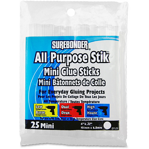 SureBonder All Purpose Mini Glue Sticks Clear - 25 / Pack (DT25)