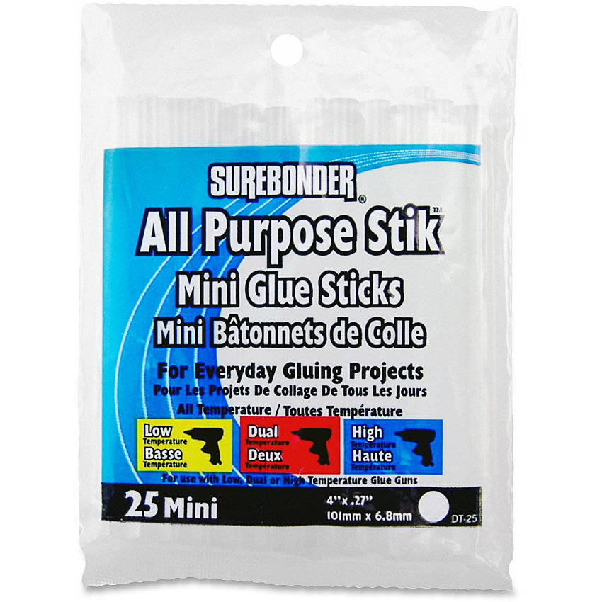 SureBonder All Purpose Mini Glue Sticks Clear - 25 / Pack (DT25)