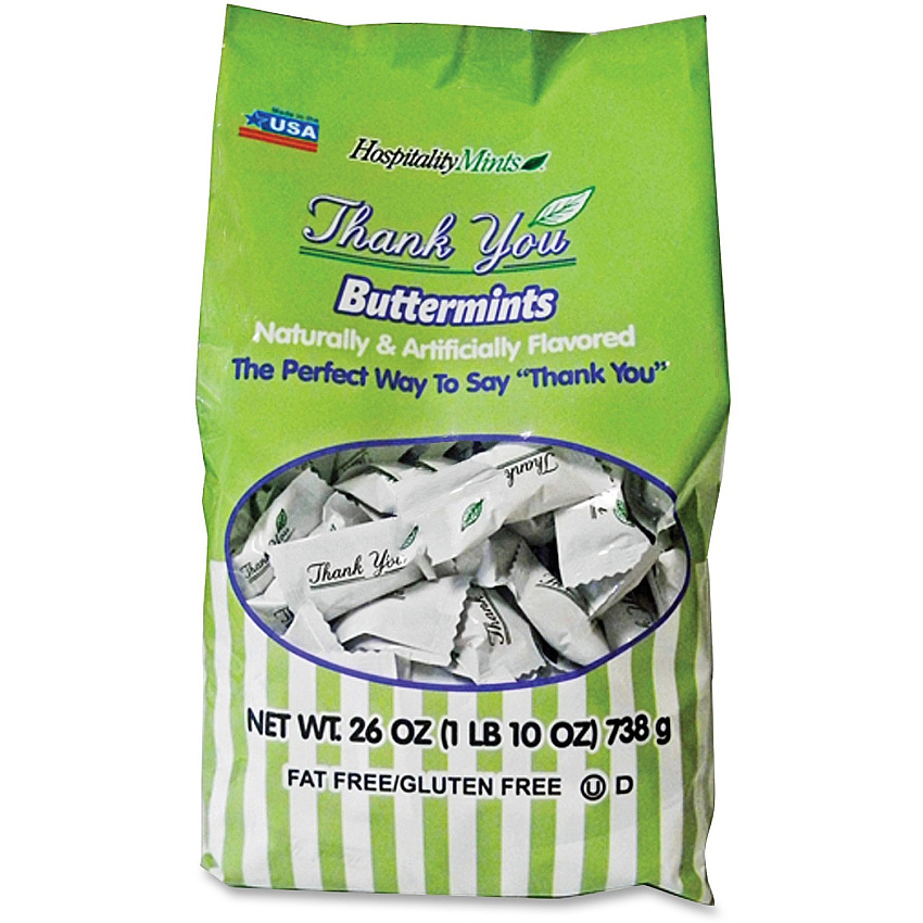 Hospitality Mints Thank You Buttermints Individually Wrapped - 1 lb - 1 Bag (19061)