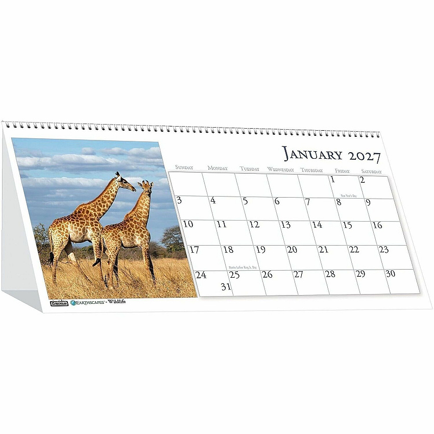 House of Doolittle Wildlife Photo Desk Top Tent Calendars Julian Dates - Monthly - 12 Month - January 2027 to December 2027 - 1 Month Double Page Layout - Wire Bound - Desktop - Paper - 4.5" Height x 8.5" Width - 1 Each (3689)