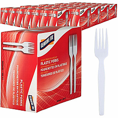 Genuine Joe Medium-Heavyweight Plastic Forks Disposable - White - 100/Box - 40 / Carton (GJO0010430CT) Genuine Joe Medium-Heavyweight Plastic Forks Disposable - White - 100/Box - 40 / Carton (GJO0010430CT)