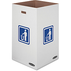 Bankers Box Waste & Recycling Bins Internal Dimensions: 18" Width x 18" Depth x 30" Height - External Dimensions: 18.4" Width x 18.4" Depth x 30.4" Height - 42 gal - Corrugated Paper - White, Blue - Recycled - 10 / Carton (7320101)