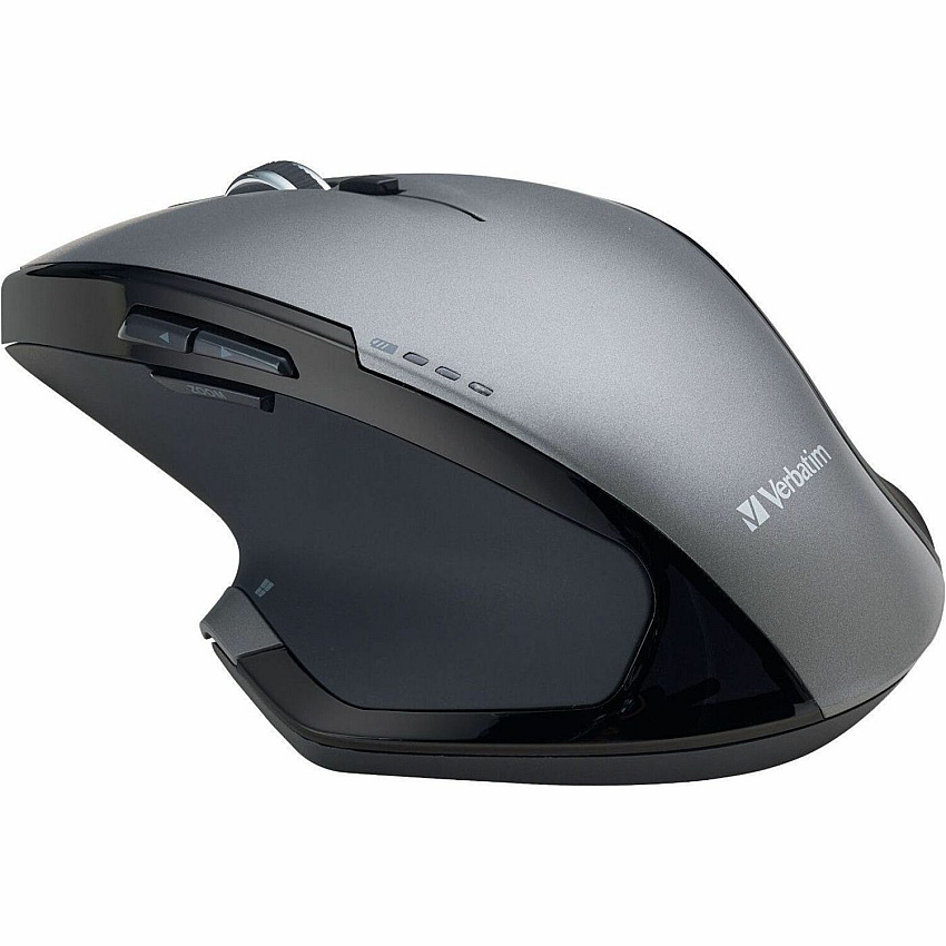 Verbatim Wireless Desktop 8-Button Deluxe Mouse Blue LED - Wireless - Radio Frequency - Graphite - USB - 1600 dpi - Scroll Wheel - 8 Button(s) - AA Battery Supported - 1 Each (98622)