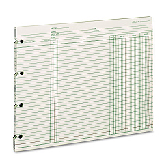 Wilson Jones Accounting Sheets, 9.25 x 11.88, Green, Loose Sheet, 100/Pack (GN2D)