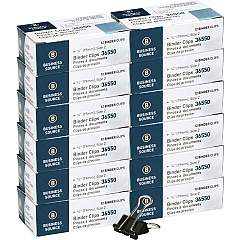 Business Source Fold-back Binder Clips Small - 0.7" Width - 0.38" Size Capacity - for Paper - Black - 1 Dozen/Pack - 12 / Box (BSN36550BX) Business Source Fold-back Binder Clips Small - 0.7" Width - 0.38" Size Capacity - for Paper - Black - 1 Dozen/Pack - 12 / Box (BSN36550BX)