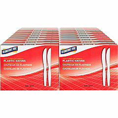 Genuine Joe Medium-Heavyweight Plastic Knives Disposable - Polystyrene - White - 100/Box - 40 / Carton (GJO10431CT)