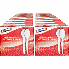 Genuine Joe Medium-Heavyweight Plastic Spoons Disposable - White - 100/Box - 40 / Carton (GJO10432CT)