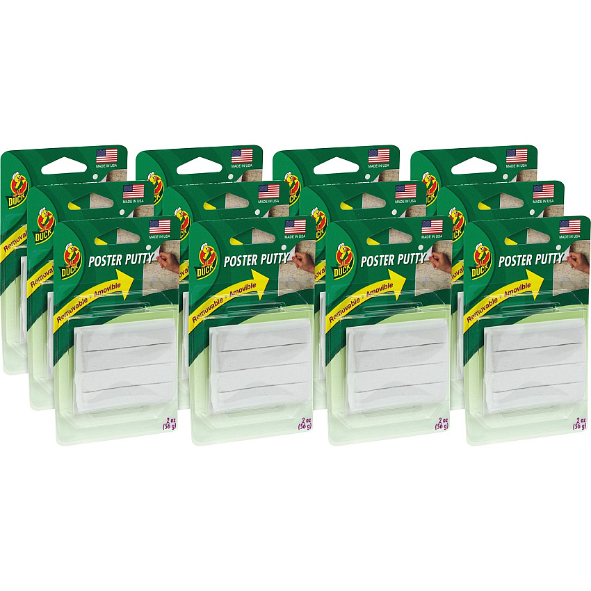 Duck Brand Poster Mounting Putty White - For Poster, Chart, Decoration - 4/Pack - 12 / Carton (PTY2CT)