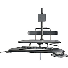 Kantek Mobile Height-Adjustable Sit-Stand Workstation With Keyboard Tray Height Adjustable - 48.50" Height x 27.50" Width x 25" Depth - Computer - Assembly Required - Black - Steel, ABS Plastic - 1 Each (STS240)