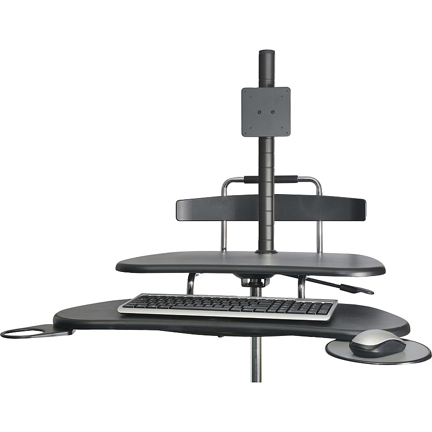 Kantek Mobile Height-Adjustable Sit-Stand Workstation With Keyboard Tray Height Adjustable - 48.50" Height x 27.50" Width x 25" Depth - Computer - Assembly Required - Black - Steel, ABS Plastic - 1 Each (STS240)