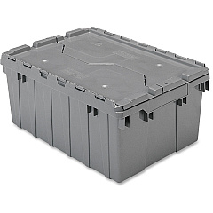 Akro-Mils Attached Lid Storage Container Internal Dimensions: 8.63" Height - External Dimensions: 21.5" Length x 15" Width x 9" Height - 35 lb - 8 gal - Padlock, String/Button Tie Closure - Stackable - Plastic - Gray - For File - 1 Each (39085GREY)