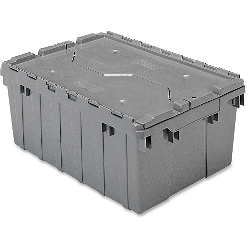 Akro-Mils Attached Lid Storage Container Internal Dimensions: 8.63" Height - External Dimensions: 21.5" Length x 15" Width x 9" Height - 35 lb - 8 gal - Padlock, String/Button Tie Closure - Stackable - Plastic - Gray - For File - 1 Each (39085GREY)