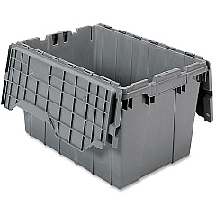 Akro-Mils Attached Lid Storage Container Internal Dimensions: 12" Height - External Dimensions: 21.5" Length x 15" Width x 12.5" Height - 65 lb - 12 gal - Padlock, String/Button Tie Closure - Stackable - Plastic, Polymer - Gray - For File - 1  (39120GREY)