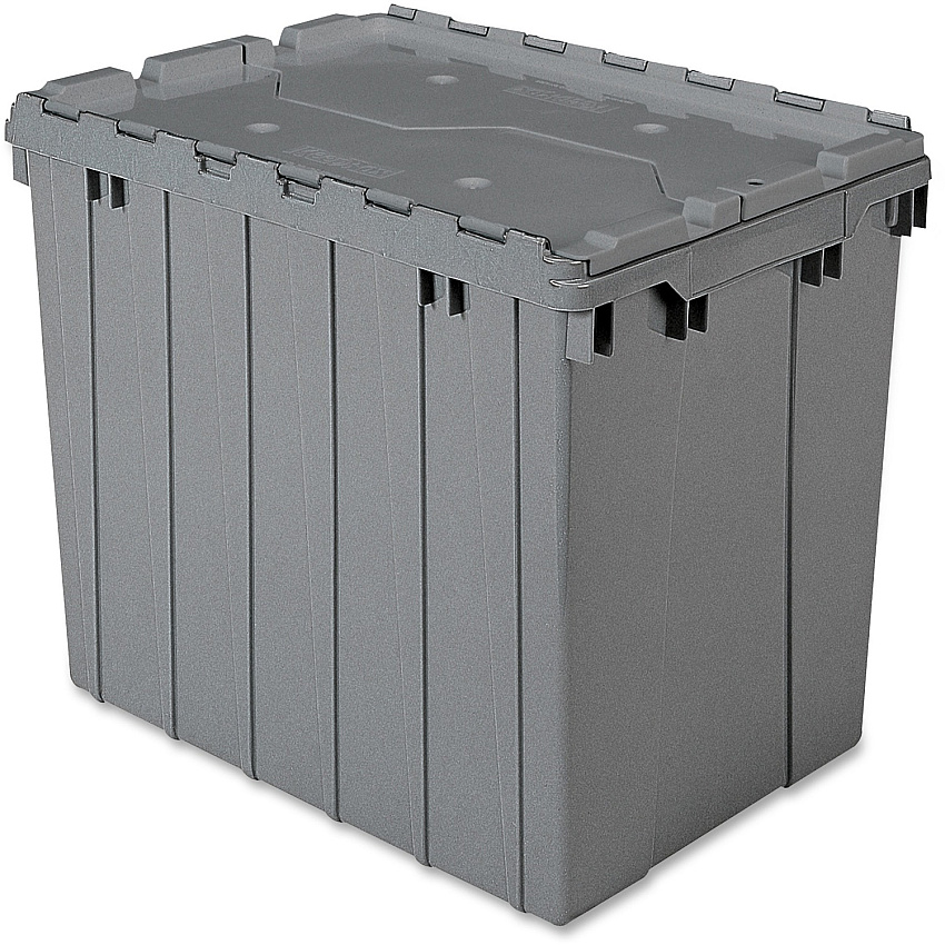 Akro-Mils Attached Lid Storage Container Internal Dimensions: 16.88" Height - External Dimensions: 21.5" Length x 15" Width x 17" Height - 100 lb - 17 gal - Padlock, String/Button Tie Closure - Stackable - Plastic, Polymer - Gray - For File -  (39170GREY)