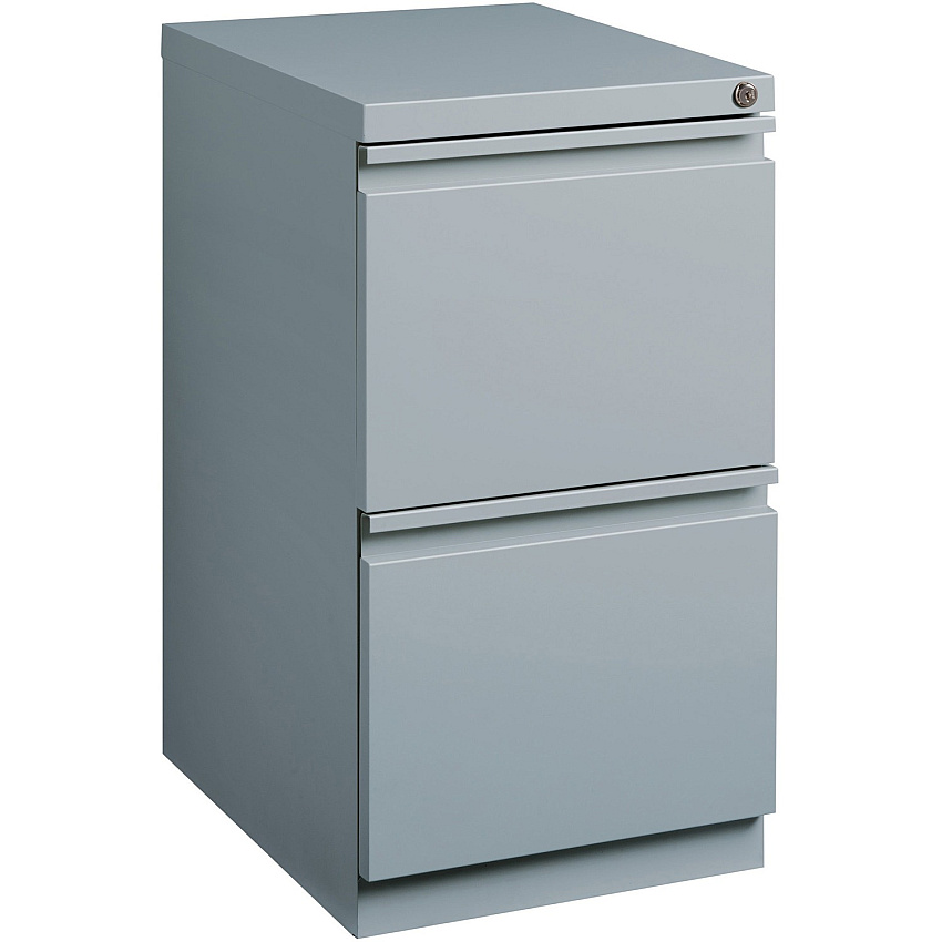 Lorell 20" File/File Mobile File Cabinet with Full-Width Pull 15" Width x 19.9" Depth x 27.7" Height - 2 x Drawer(s) for File - Letter - Vertical - Ball-bearing Suspension, Drawer Extension, Durable, Recessed Drawer - Gray - Steel - Recycled -  (LLR79136)