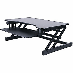 Lorell Adjustable Desk/Monitor Riser 30 lb Load Capacity - 16" Height x 32" Width x 21.50" Depth - Desktop - Black - Gas Spring, Keyboard Tray - 1 Each (LLR81974) Lorell Adjustable Desk/Monitor Riser 30 lb Load Capacity - 16" Height x 32" Width x 21.50" Depth - Desktop - Black - Gas Spring, Keyboard Tray - 1 Each (LLR81974)