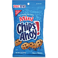 Chips Ahoy! Mini Chocolate Chip Cookies Chocolate Chip - 1 Serving Bag - 3 oz - 12 / Carton (00679)