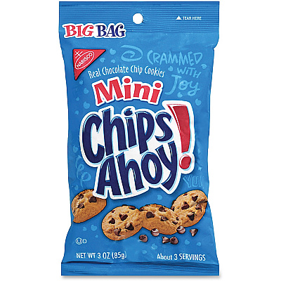Chips Ahoy! Mini Chocolate Chip Cookies Chocolate Chip - 1 Serving Bag - 3 oz - 12 / Carton (00679)