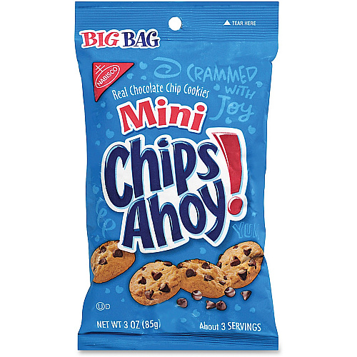 Chips Ahoy! Mini Chocolate Chip Cookies Chocolate Chip - 1 Serving Bag - 3 oz - 12 / Carton (00679)