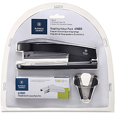Business Source Stapling Value Pack Staples Upto 20 Sheet of 20lb Paper - Holds Upto 210 Staple - Full Strip - Black - 3 / Pack (BSN41880)