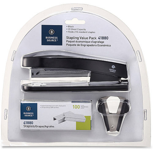 Business Source Stapling Value Pack Staples Upto 20 Sheet of 20lb Paper - Holds Upto 210 Staple - Full Strip - Black - 3 / Pack (BSN41880)