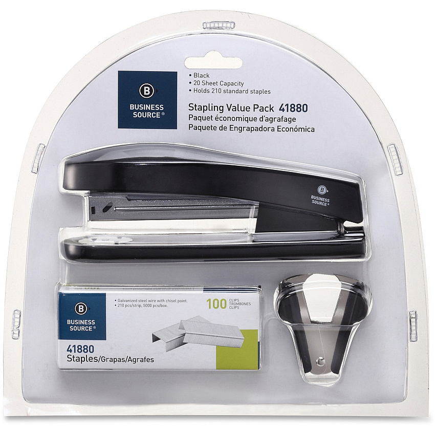 Business Source Stapling Value Pack Staples Upto 20 Sheet of 20lb Paper - Holds Upto 210 Staple - Full Strip - Black - 3 / Pack (BSN41880)
