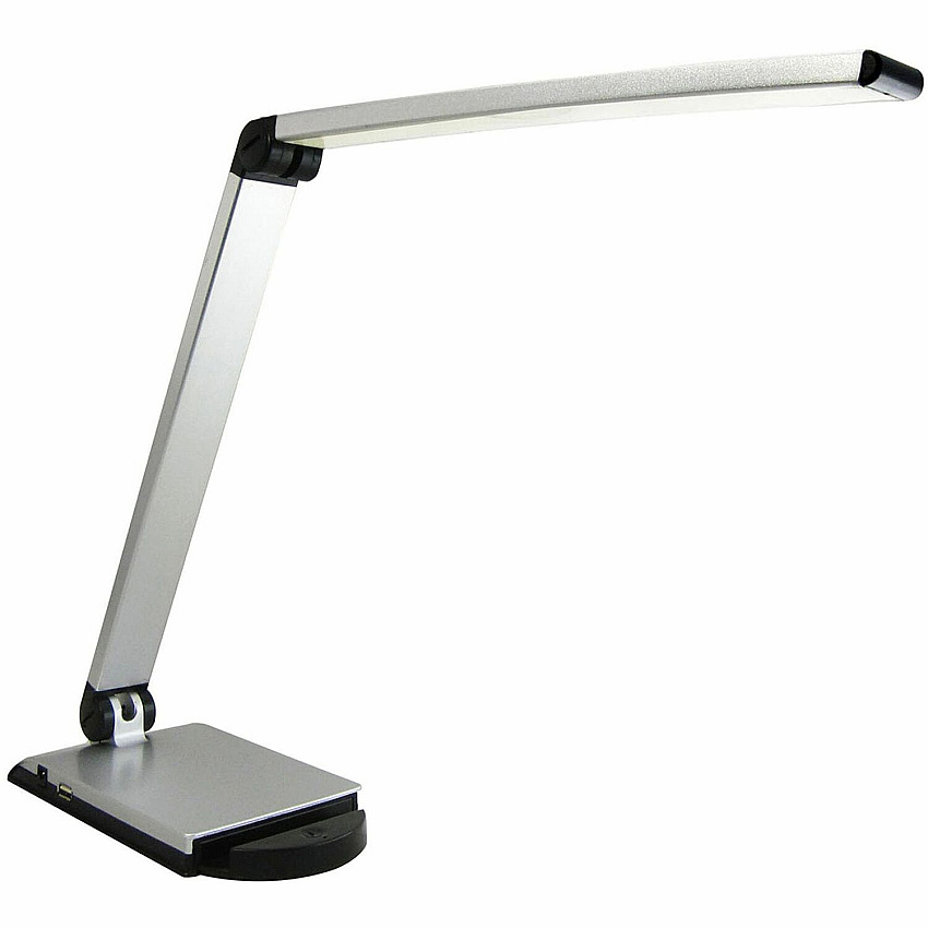 Lorell Smart Device Slot/USB Task Light 8 W LED Bulb - USB Charging, Dimmable - Aluminum, Plastic - Desk Mountable - Silver - for Desk, Table, Indoor - 1 Each (LLR13201)