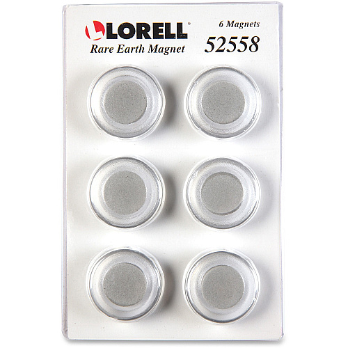 Lorell Round Cap Rare Earth Magnets 1.2" Diameter - Round - 1 Pack - Clear (LLR52558)