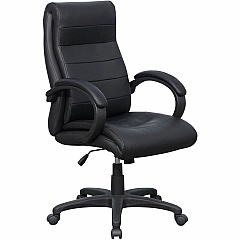 Lorell Deluxe High-back Office Chair Leather Seat Material - Leather Back Material - High Back - 5-star Base - Black - 1 Each (LLR59532)