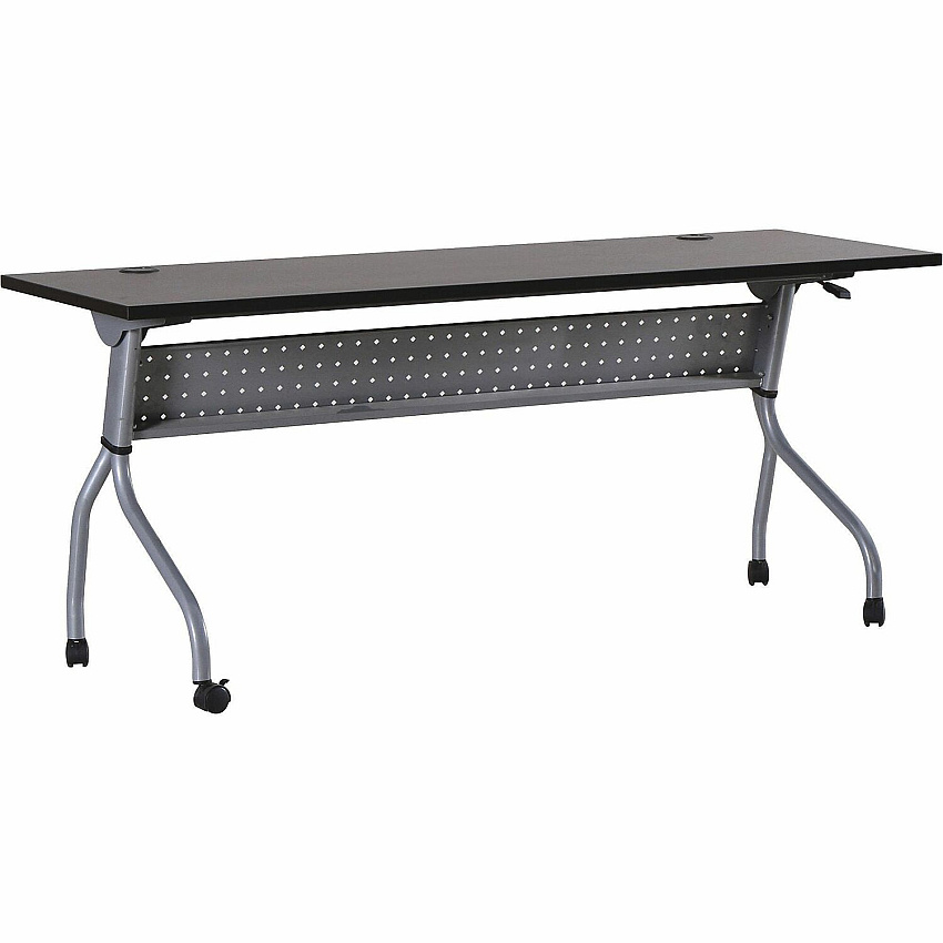 Lorell Flip Top Training Table Rectangle Top - Four Leg Base - 4 Legs - 72" Table Top Width x 23.50" Table Top Depth - 29.50" Height x 70.88" Width x 23.63" Depth - Assembly Required - Espresso, Silver - Melamine, Nylon - 1 Each (LLR60731)