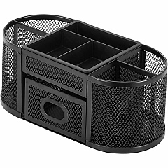 Lorell Mesh Desktop Organizer Desktop - Compact, Sturdy, Removable Compartment - Black - Steel, Mesh, Plastic - 1 Each (LLR84240) Lorell Mesh Desktop Organizer Desktop - Compact, Sturdy, Removable Compartment - Black - Steel, Mesh, Plastic - 1 Each (LLR84240)