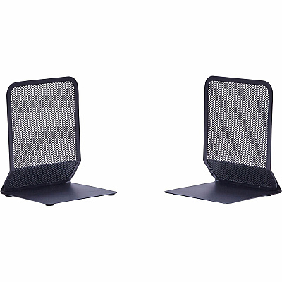 Lorell Mesh Bookends 7" Height x 5.38" Width x 5.25" Depth - Desktop - Sturdy - Black - Steel, Mesh - 2 / Pair (LLR84242)