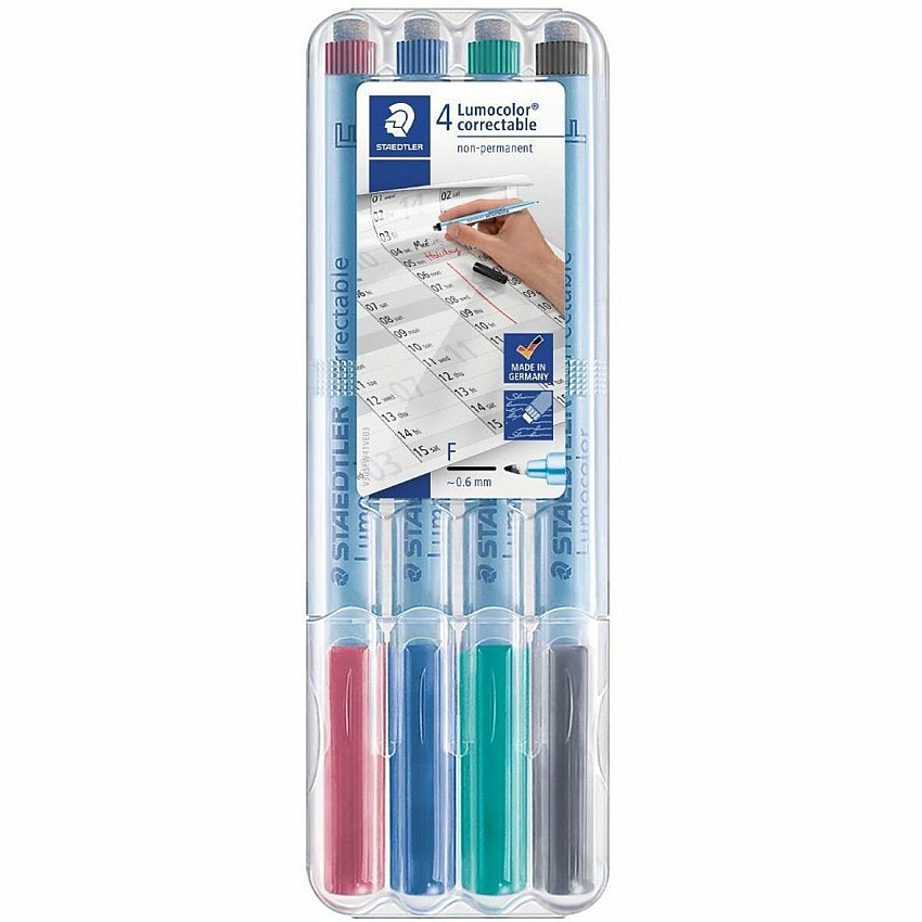 Lumocolor Correctable Marker Pens Refillable - Assorted Ink - Polypropylene Barrel - 4 / Set (305FWP41)