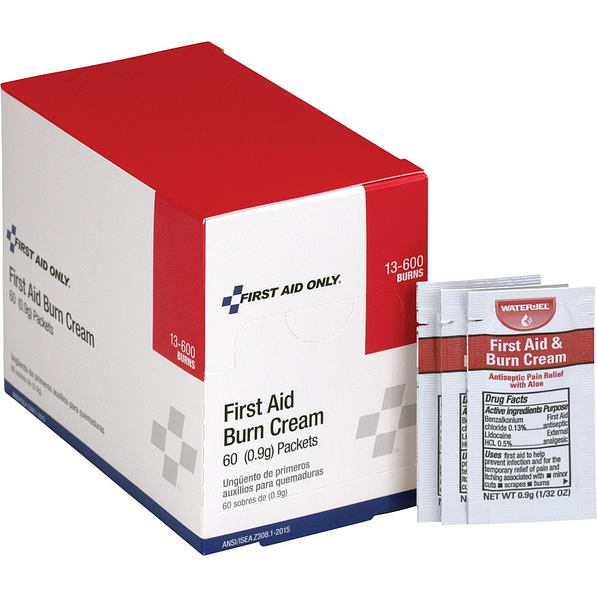 First Aid Only Burn Cream Packets For Burn, Cut, Scrape - 60 / Box (13600)