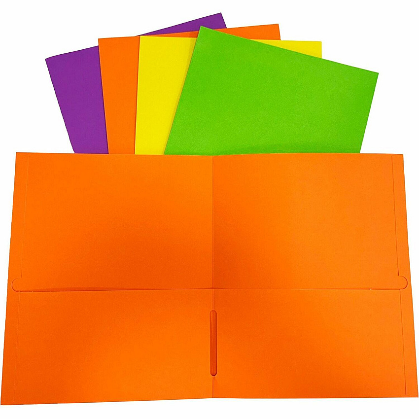 Sparco Letter Pocket Folder 8 1/2" x 11" - 2 Internal Pocket - Leatherette - Assorted - 25 / Box (78548)