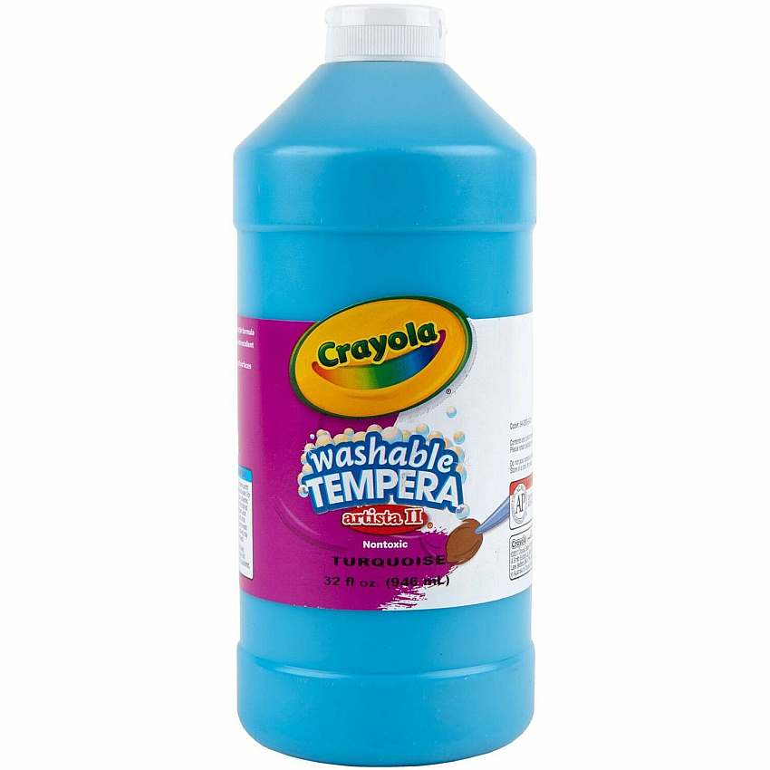 Crayola Washable Tempera Paint 1 Color(s) - Turquoise - 1 quart - Washable - 1 Each (543132048)