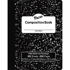 Pacon Composition Book 100 Sheets - 200 Pages - Wide Ruled Front Ruling - 0.37" Ruled - Red Margin - 9.75" Height x 7.5" Width x 0.1" Length - White Paper - Black Marble Cover - Durable, Hard Cover - 1 Each (MMK37101) Pacon Composition Book 100 Sheets - 200 Pages - Wide Ruled Front Ruling - 0.37" Ruled - Red Margin - 9.75" Height x 7.5" Width x 0.1" Length - White Paper - Black Marble Cover - Durable, Hard Cover - 1 Each (MMK37101)