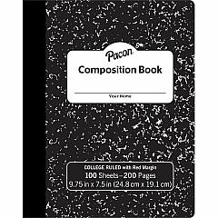 Pacon Composition Book 100 Sheets - 200 Pages - College Ruled Front Ruling - 0.28" Ruled - 9.75" Height x 7.5" Width x 0.1" Length - White Paper - Black Marble Cover - Durable, Hard Cover - 1 Each (MMK37106) Pacon Composition Book 100 Sheets - 200 Pages - College Ruled Front Ruling - 0.28" Ruled - 9.75" Height x 7.5" Width x 0.1" Length - White Paper - Black Marble Cover - Durable, Hard Cover - 1 Each (MMK37106)