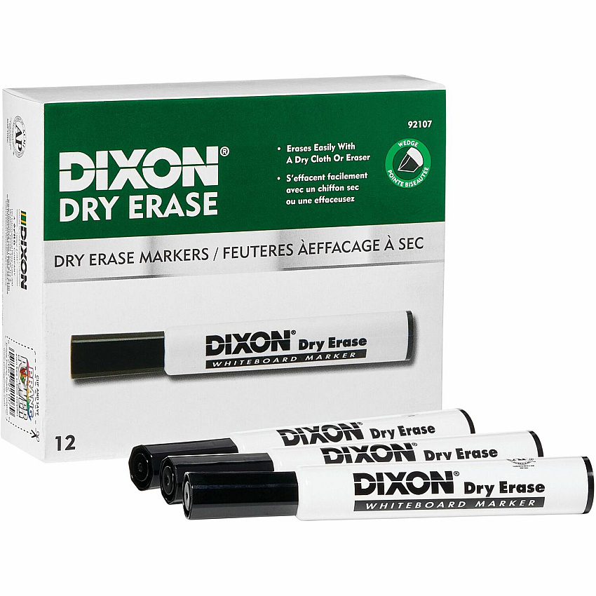 Dixon Dry Erase Markers Black Ink - 1 Dozen (92107)